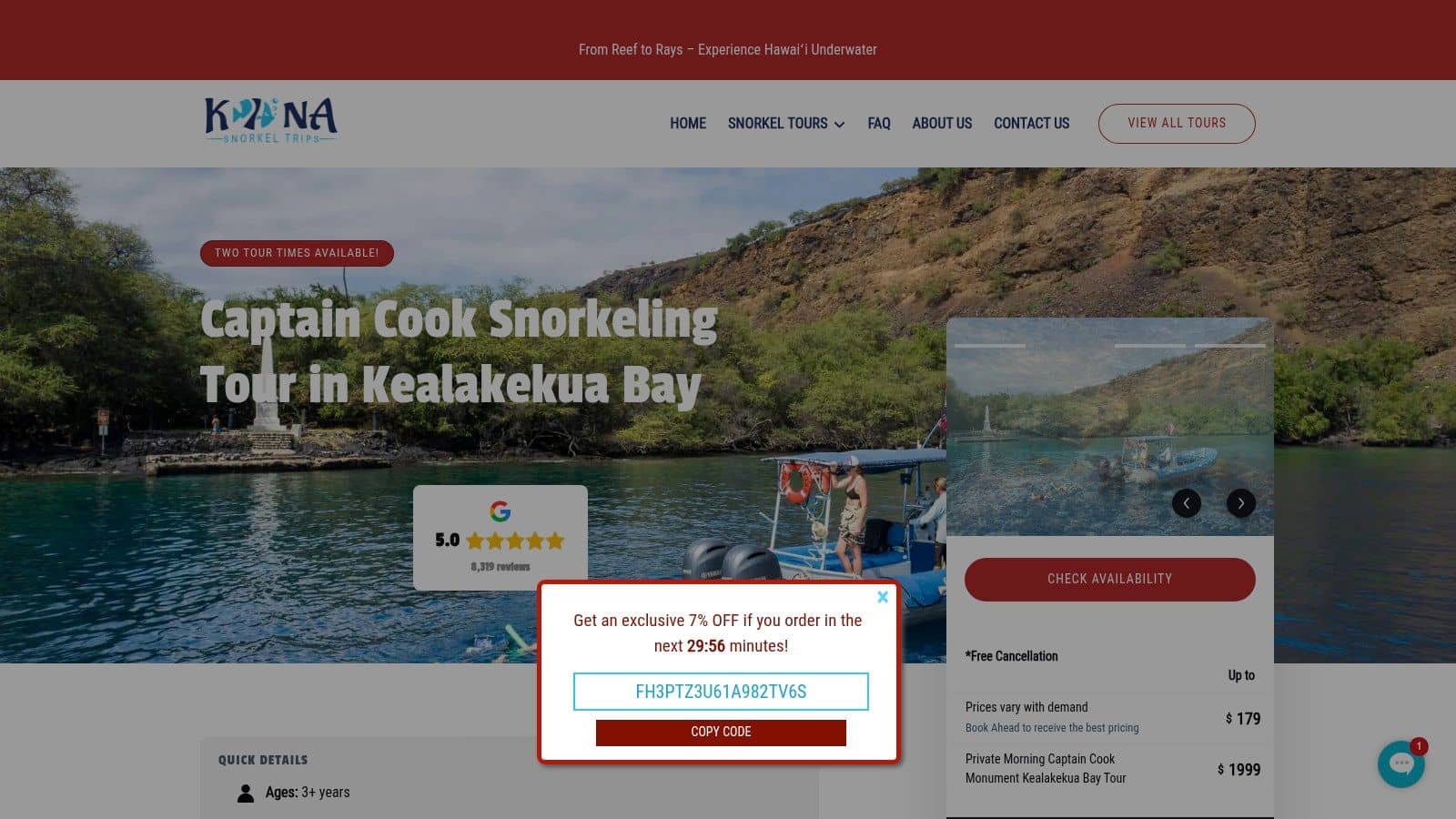 Kona Snorkel Trips — Captain Cook Monument Tour