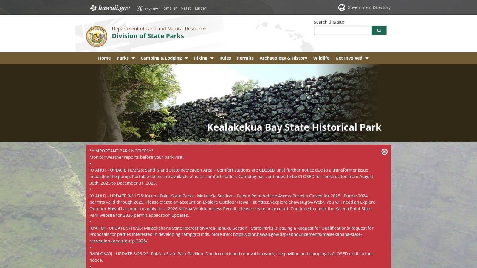 Hawaiʻi Division of State Parks — Kealakekua Bay State Historical Park
