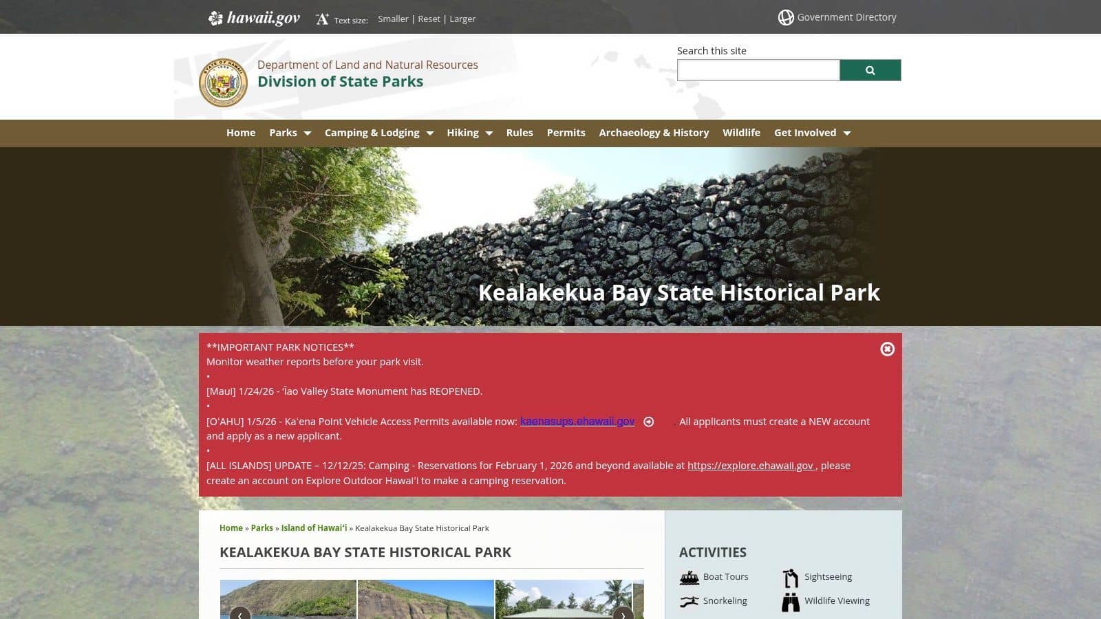 Hawaiʻi Division of State Parks (Kealakekua Bay State Historical Park)